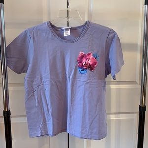 Sonoma Short Sleeve Purple with Flower Tee NWOT